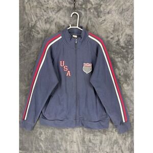 Roma Atletica Mens USA‎ Track Jacket XXL Navy Blue Full Zip Cotton Sweatshirt